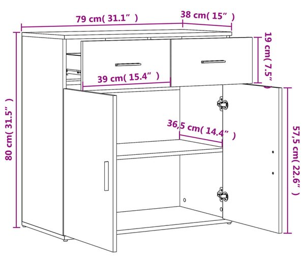 VidaXL Tálalószekrény Szett - Sonoma Tölgy - 2 db - 79x38x80 cm