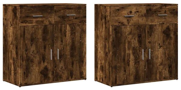 VidaXL Tölgyfa Tálalószekrény Szett - 2 db - 79x38x80 cm