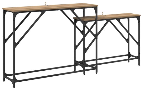 Konzolasztal 2 db Artisan tölgy 100 x 28 x 75 cm Szerelt Fa