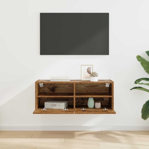 TV Fali Szekrény 80 x 30 x 30 cm Öreg fa Szerelt Fa