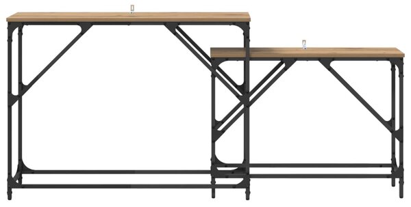 Konzolasztal 2 db Artisan tölgy 100 x 28 x 75 cm Szerelt Fa
