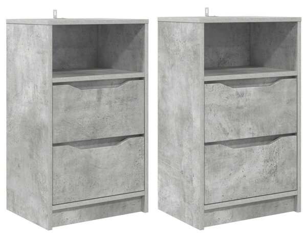Éjjeliszekrények 2 db Beton Szürke 40 x 30 x 467 cm Szerelt Fa
