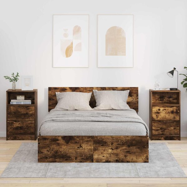 Éjjeliszekrények 2 db Füstös Tölgy 40 x 30 x 67 cm Szerelt Fa
