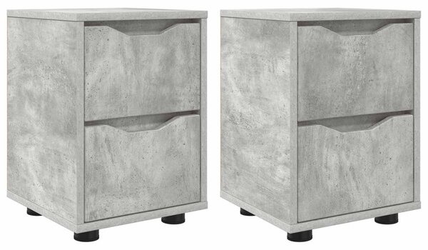 Éjjeliszekrények 2 db Beton Szürke 30,5 x 30 x 43 cm Szerelt Fa