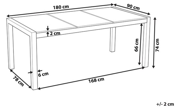 Kerti asztal GROSSETO 180 cm 90 cm Csiszolt Gránit Szürke