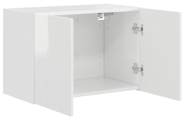 TV Fali Szekrény 59,5 x 31 x 40 cm Magas Fényű Fehér Szerelt Fa