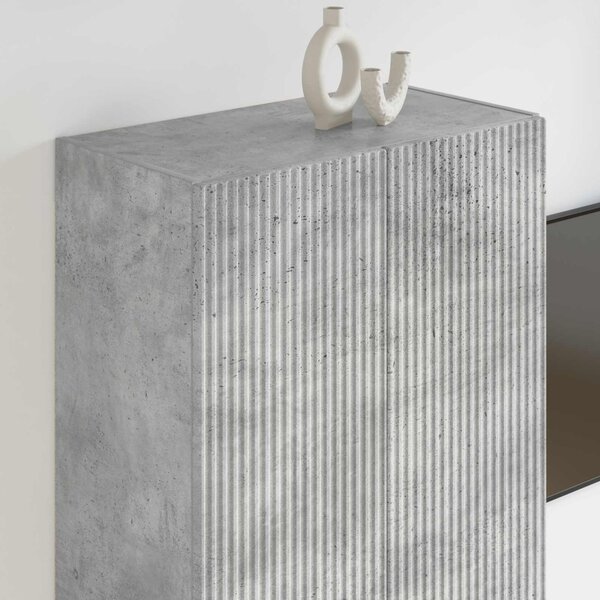 TV Fali Szekrény 59,5 x 31 x 100 cm Beton Szürke Szerelt Fa