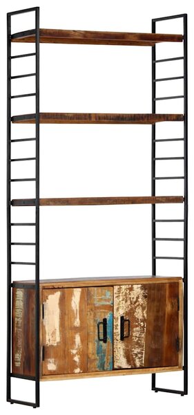 4 szintes tömör újrahasznosított fa könyvespolc 80x30x180 cm