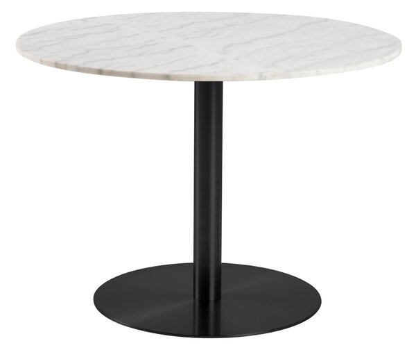 Asztal Norsica 420, 75cm, Fehér márvány, Fekete