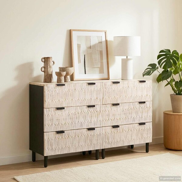 Széf 2 db 60 x 33 x 75 cm Tömör Mangófát Fehér mosott felület