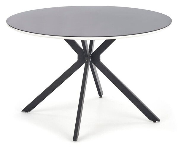Asztal Houston 753Fehér, Fekete, 76cm, Edzett üveg, Közepes sűrűségű farostlemez, Fém