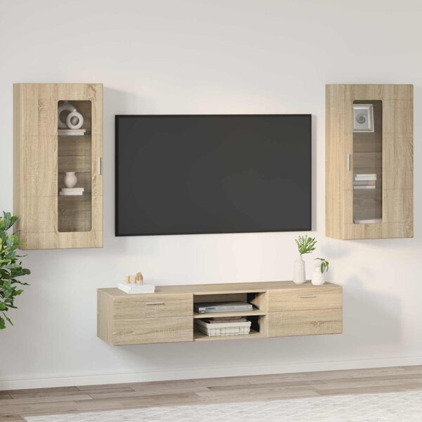 TV szekrény garnitúra FLORIN 3 db Sonoma tölgy Szerelt Fa