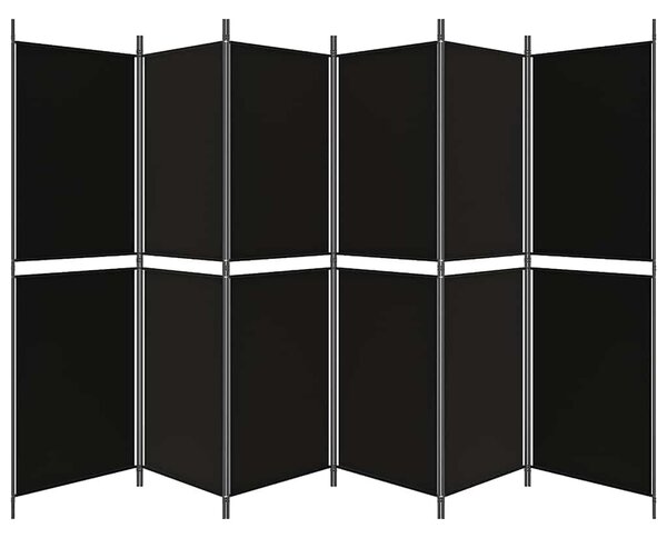 6 paneles fekete szövet térelválasztó 300x180 cm