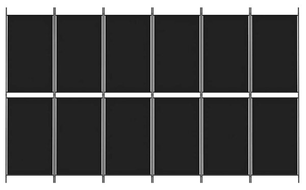 6 paneles fekete szövet térelválasztó 300x180 cm