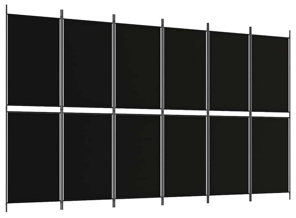 6 paneles fekete szövet térelválasztó 300x180 cm