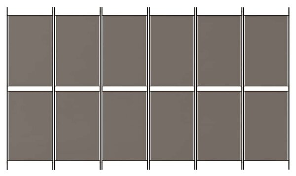 6 paneles antracitszürke szövet térelválasztó 300x180 cm