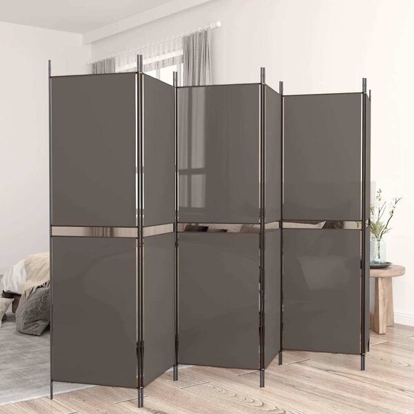 6 paneles antracitszürke szövet térelválasztó 300x180 cm