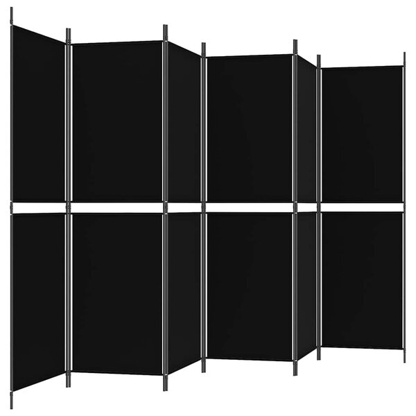 6 paneles fekete szövet térelválasztó 300x180 cm