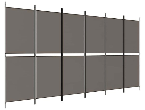 6 paneles antracitszürke szövet térelválasztó 300x180 cm