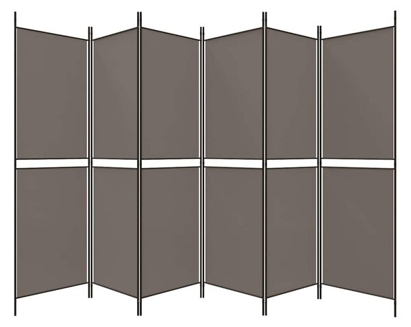 6 paneles antracitszürke szövet térelválasztó 300x180 cm