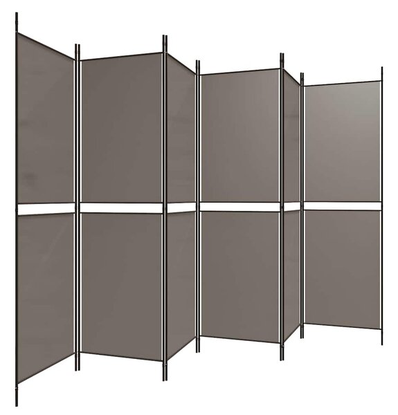 6 paneles antracitszürke szövet térelválasztó 300x180 cm