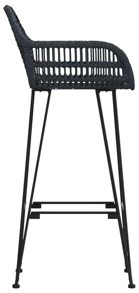 Bárszék 2 db Fekete 55 x 52 x 105 cm Rattan és Vas