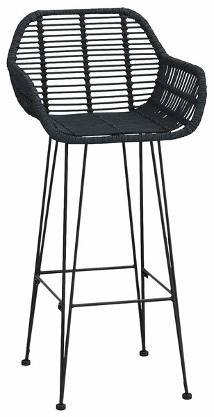 Bárszék 2 db Fekete 55 x 52 x 105 cm Rattan és Vas