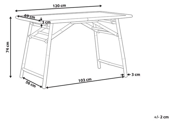 Kerti asztal MOLISE 120 cm 69 cm Bambusz Világosbarna