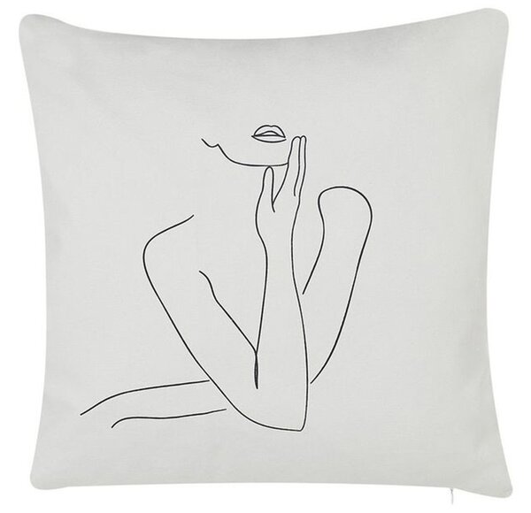 2 db díszpárna MEADOWFOAM Pamut 45 x 45 cm Fehér Absztraktmintás