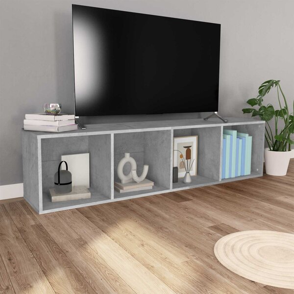 Betonszürke szerelt fa könyv-/TV-szekrény 36 x 30 x 143 cm