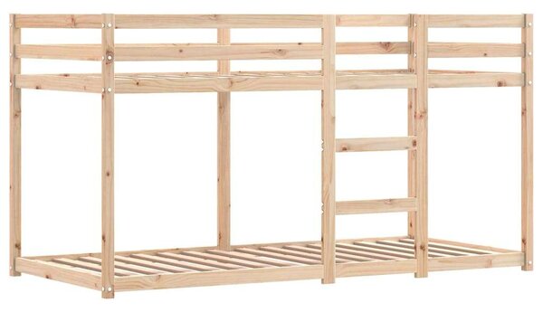 VidaXL Fehér/fekete Tömör fenyőfa emeletes ágy függönyökkel 80x200 cm