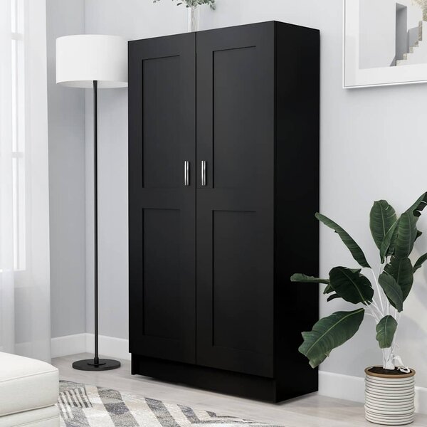 Fekete szerelt fa könyvszekrény 82,5 x 30,5 x 150 cm