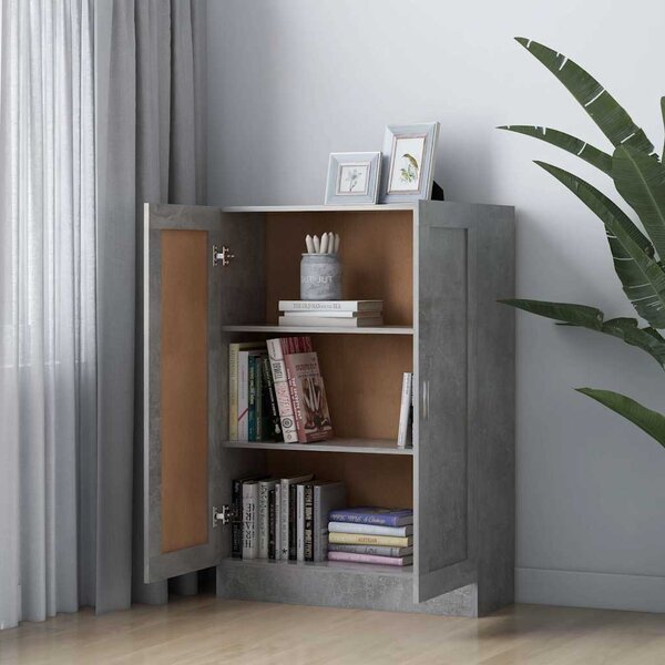 Betonszürke szerelt fa könyvszekrény 82,5 x 30,5 x 115 cm