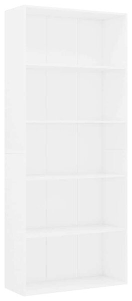 5 szintes fehér szerelt fa könyvszekrény 80 x 30 x 189 cm