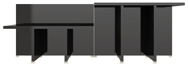2 db magasfényű fekete szerelt fa dohányzóasztal 111,5x50x33 cm