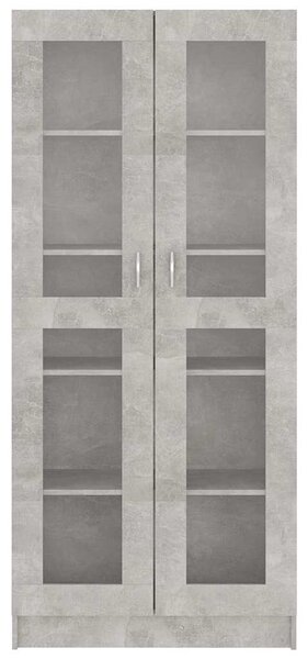 Betonszürke szerelt fa vitrinszekrény 82,5 x 30,5 x 185 cm