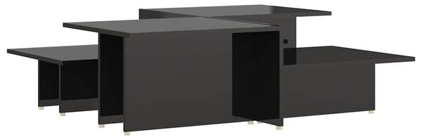 2 db magasfényű fekete szerelt fa dohányzóasztal 111,5x50x33 cm