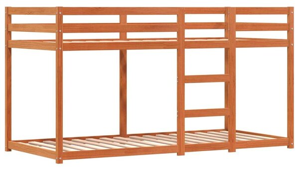VidaXL kék tömör fenyőfa emeletes ágy függönyökkel 80 x 200 cm