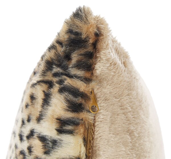 2 db díszpárna FOXTAIL 45 x 45 cm Műszőrme Barna Állatmintás