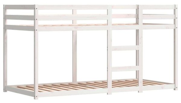 VidaXL fehér/fekete tömör fenyőfa emeletes ágy függönyökkel 80x200 cm