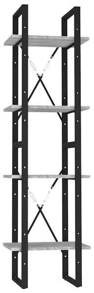 4 szintes szürke sonoma szerelt fa könyvszekrény 40x30x140 cm