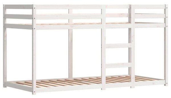 VidaXL kék tömör fenyőfa emeletes ágy függönyökkel 80 x 200 cm