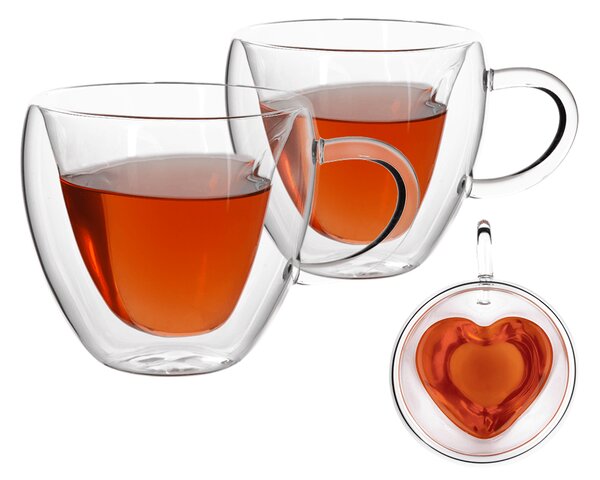 KONDELA Thermo Heart pohár csésze, 2db, szív alakú, 250ml, HOTCOOL TYP 3