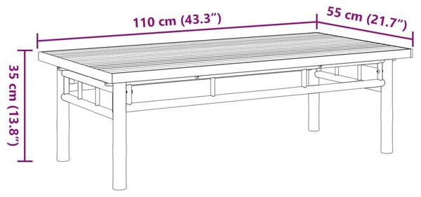 VidaXL bambusz dohányzóasztal 110 x 55 x 35 cm