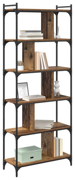 Könyvszekrény 5 szintes 76 x 32 x 192 cm Szerelt Fa Régi fa