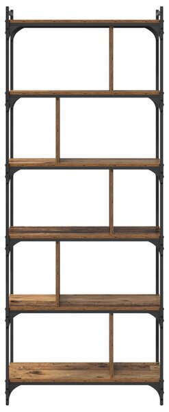 Könyvszekrény 5 szintes 76 x 32 x 192 cm Szerelt Fa Régi fa