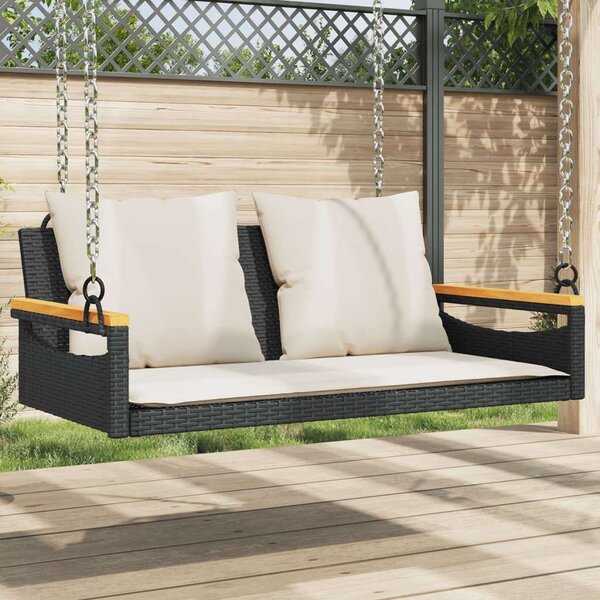 VidaXL Függőágy - Polyrattan - Fekete - 109x62x40cm