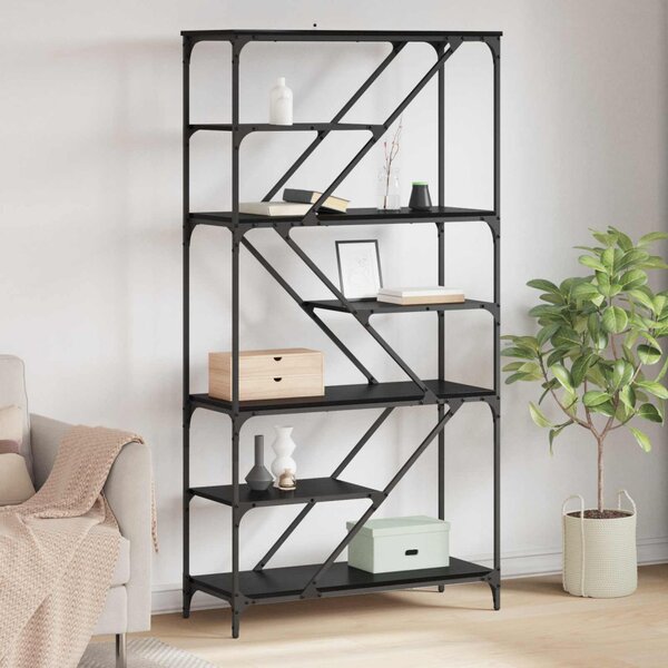Könyvespolc 9 szintes 91 x 36 x 176 cm Szerelt Fa Fekete tölgy
