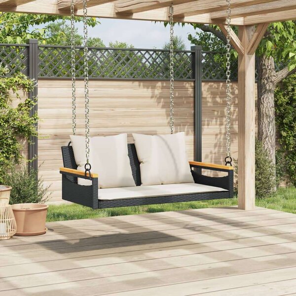 VidaXL Függőágy - Polyrattan - Fekete - 109x62x40cm