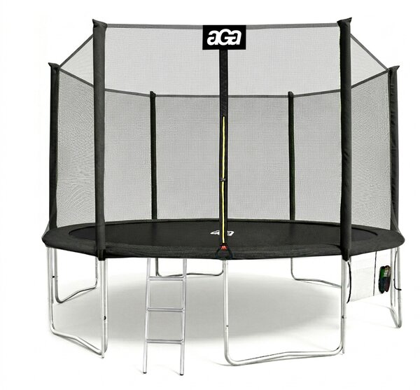 Aga SPORT PRO Trambulin 430 cm Fekete + védőháló + létra + cipőtartó zseb